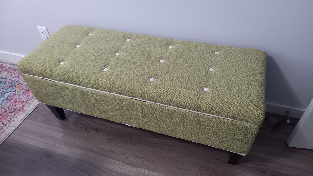 Olive Green Upholstered Storage Ottoman Bench