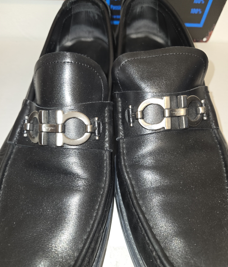 Salvatore Ferragamo Mens Black Leather Loafers Sz 10.5 - photo 3