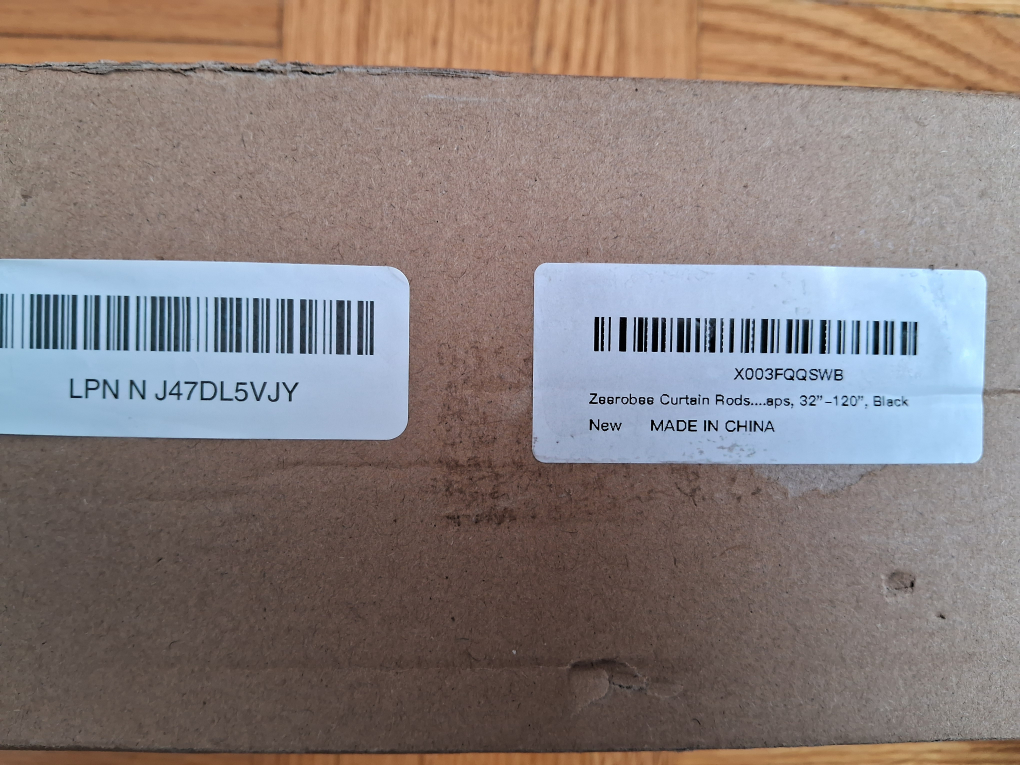 Zeeroba Curtain Rods, 32"-120", Black, New in Box