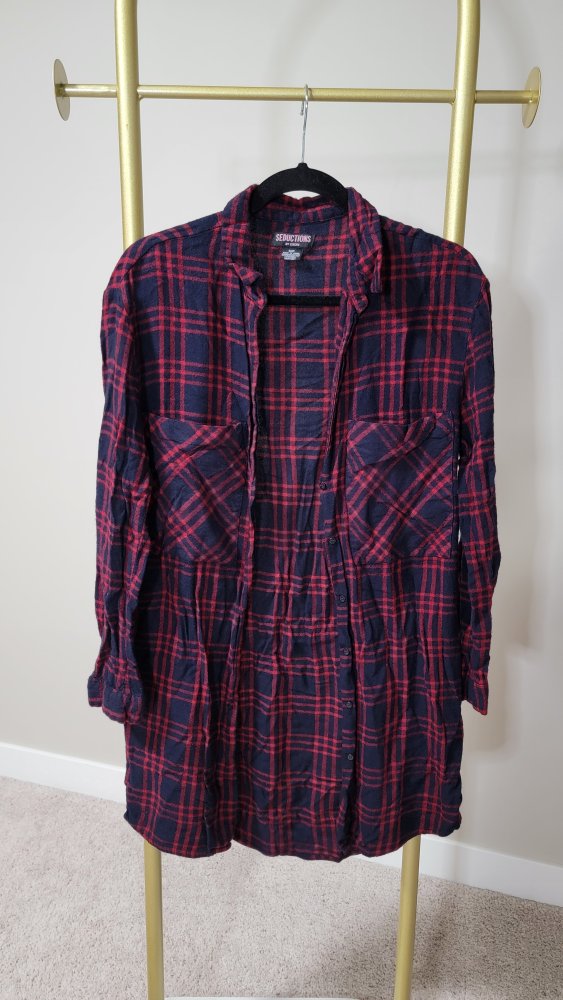 Red and Black Flannel Shirt Dress - photo 3
