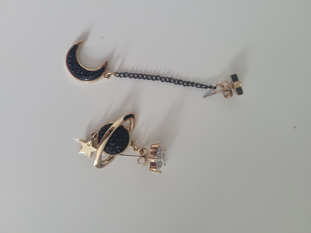Gold and Black Dangle Earrings