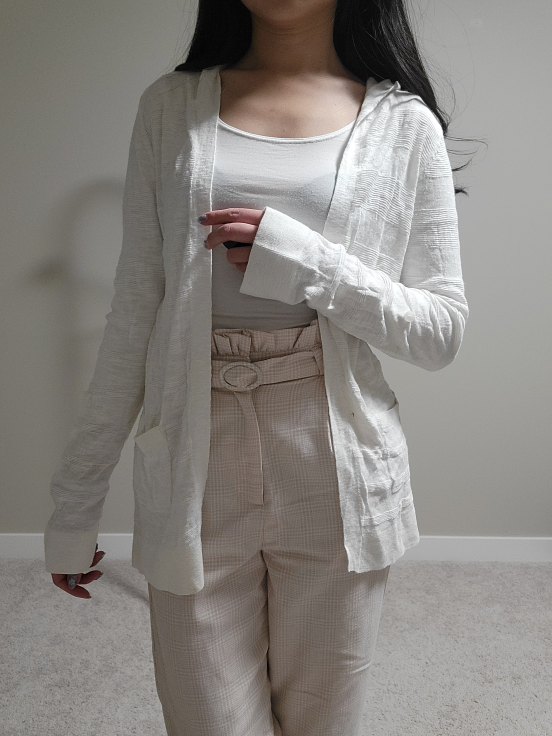 Women's White Hooded Cardigan Sweater - photo 2