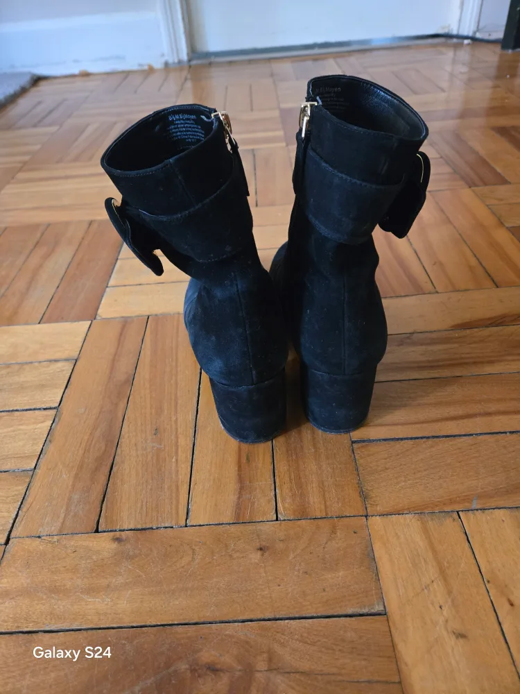 Black Suede Ankle Boots with Buckle Detail image indicator(3)