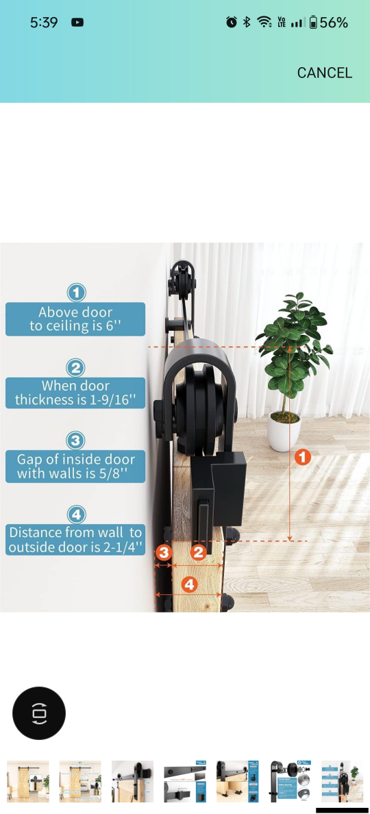 5FT Black Barn Door Hardware Kit with Soft Close - photo 2