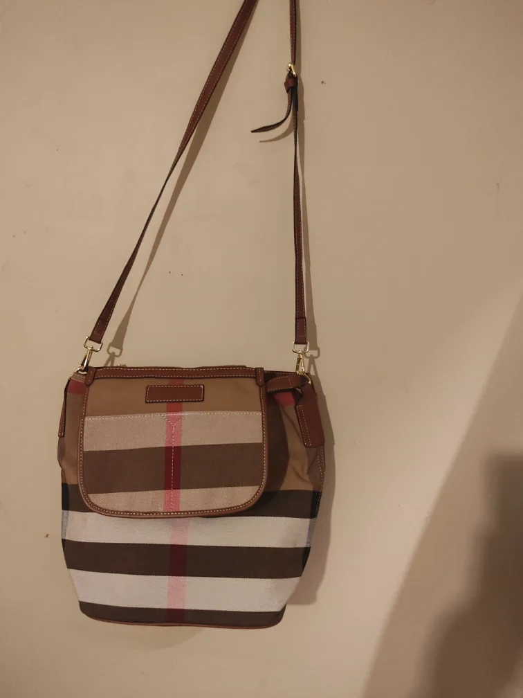 Burberry Tan and Pink Plaid handbag image indicator(10)