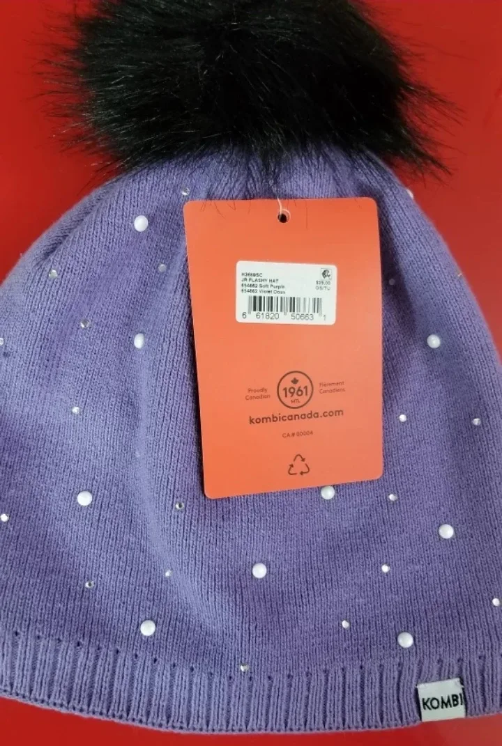 Girls' Kombi Carter's Purple Knit Beanie with Pom Pom image indicator(6)