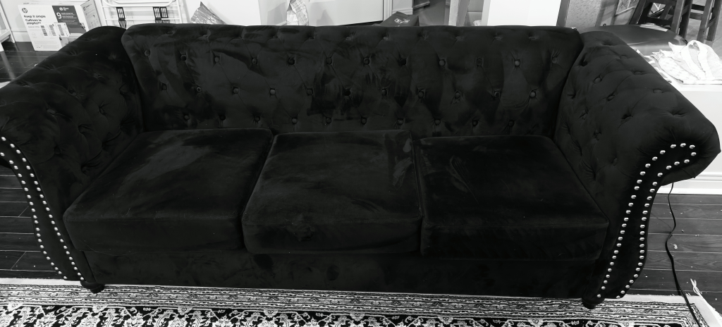 Black Velvet Button Tufted Sofa