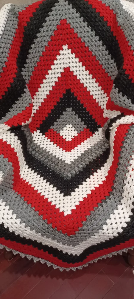 Handmade Granny Square Crochet Throw Blanket image indicator(3)