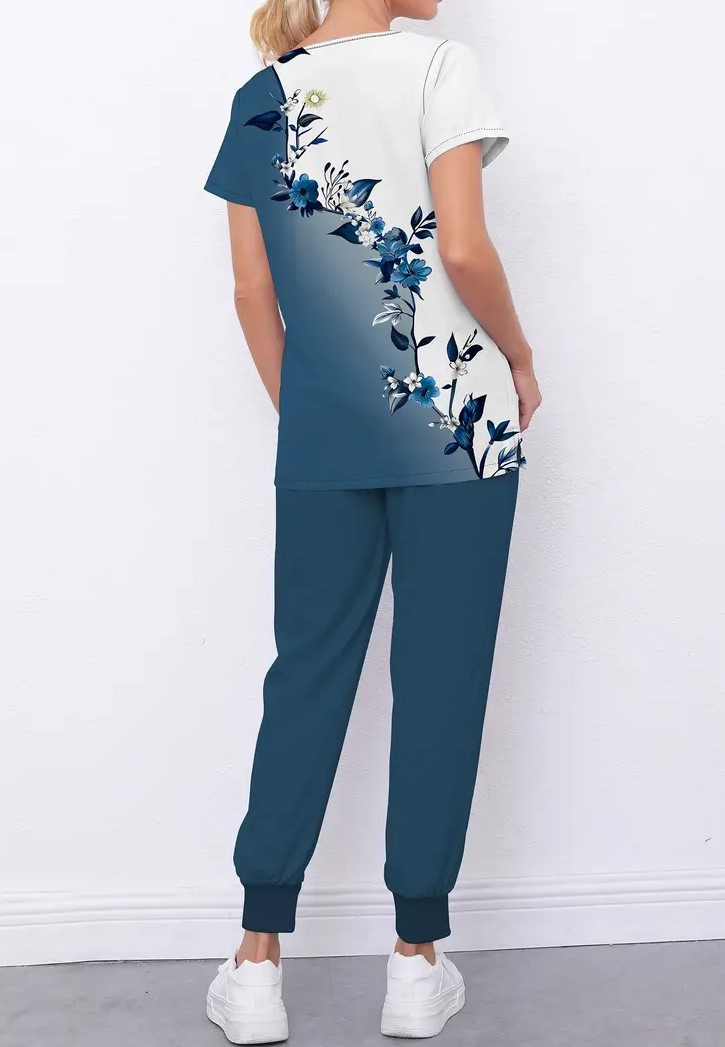 Floral Print Scrub set for women,  Uniform for hospital - photo 2