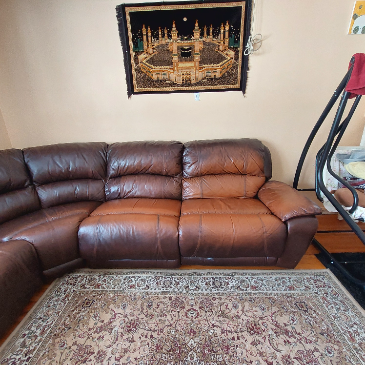 Brown Leather Reclining Sectional Sofa