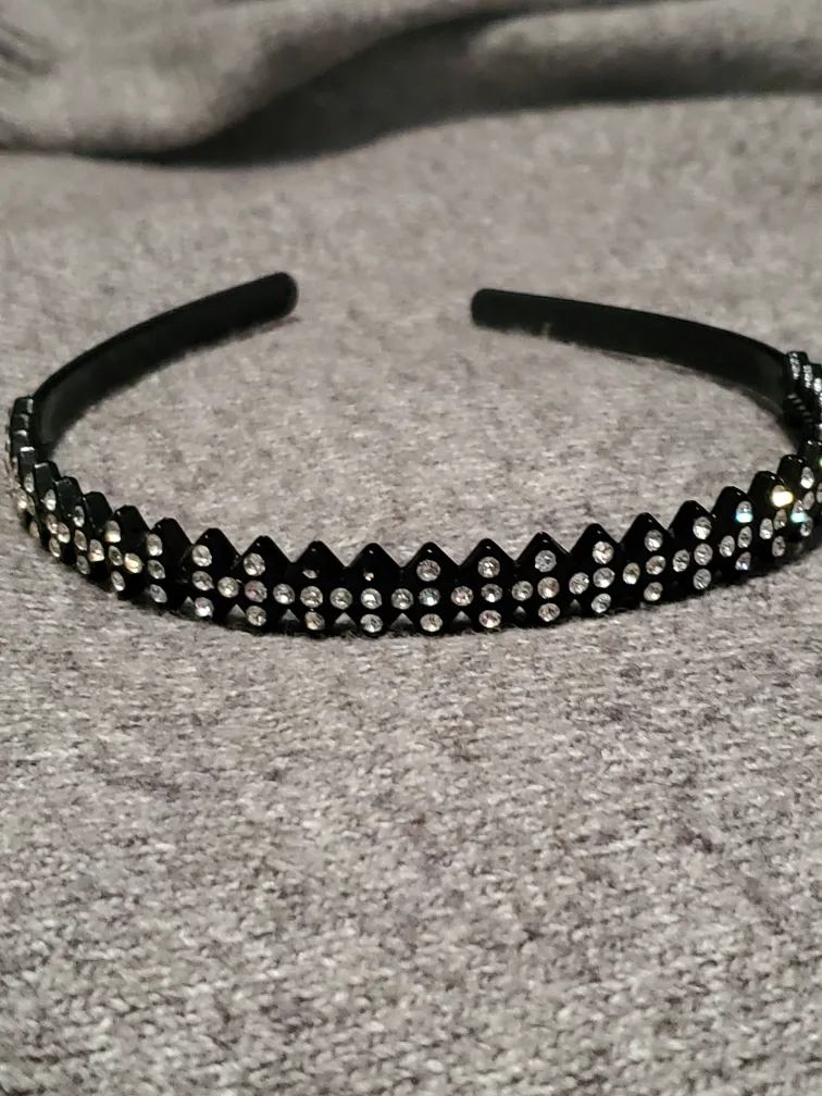 Assorted Headbands: Black Rhinestone, Pink Floral, Silver Flower image indicator(8)