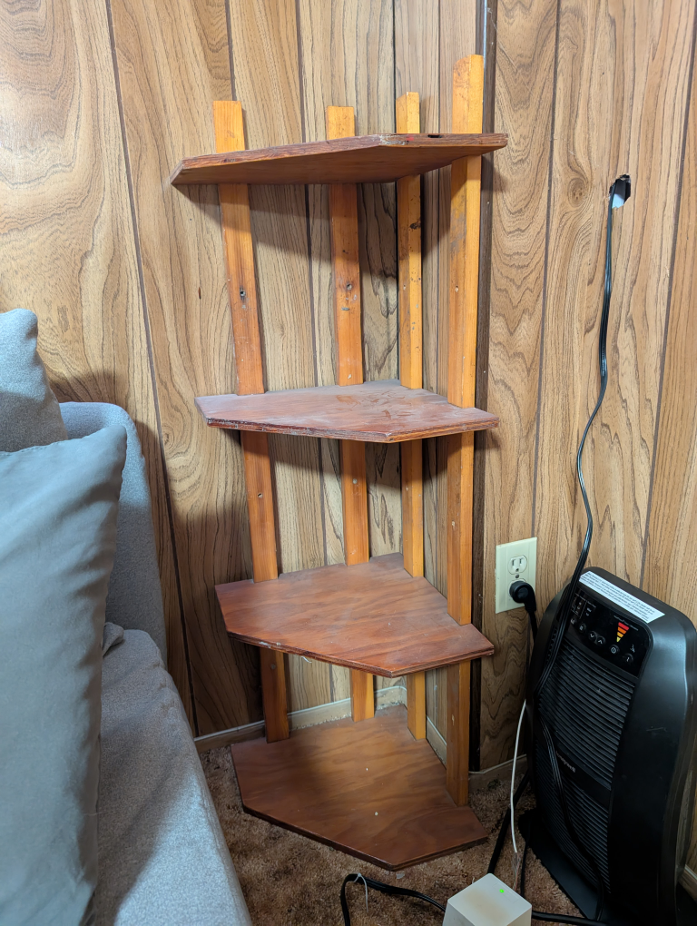 Corner Wooden Shelf Unit - photo 3