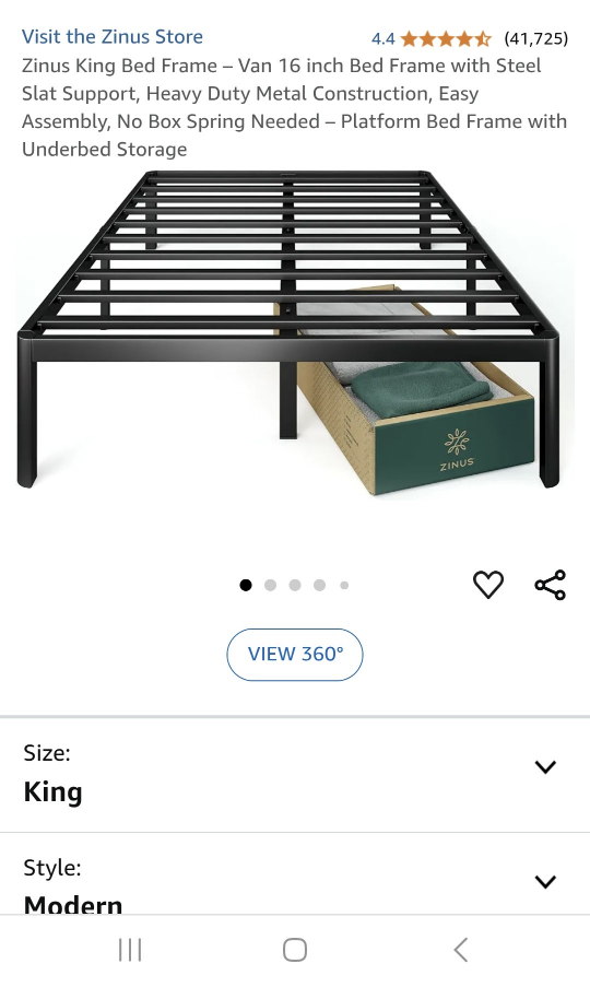 Zinus King Bed Frame - 16 inch