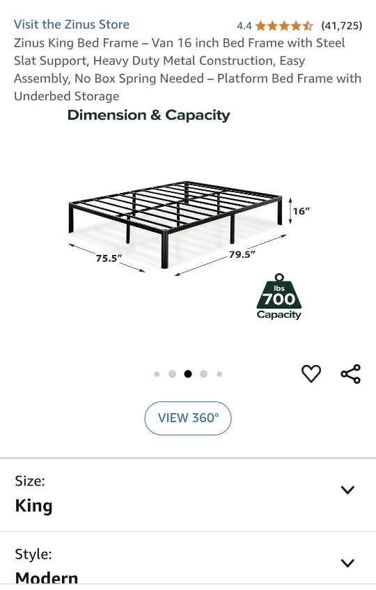 Zinus King Bed Frame - 16 inch - photo 3