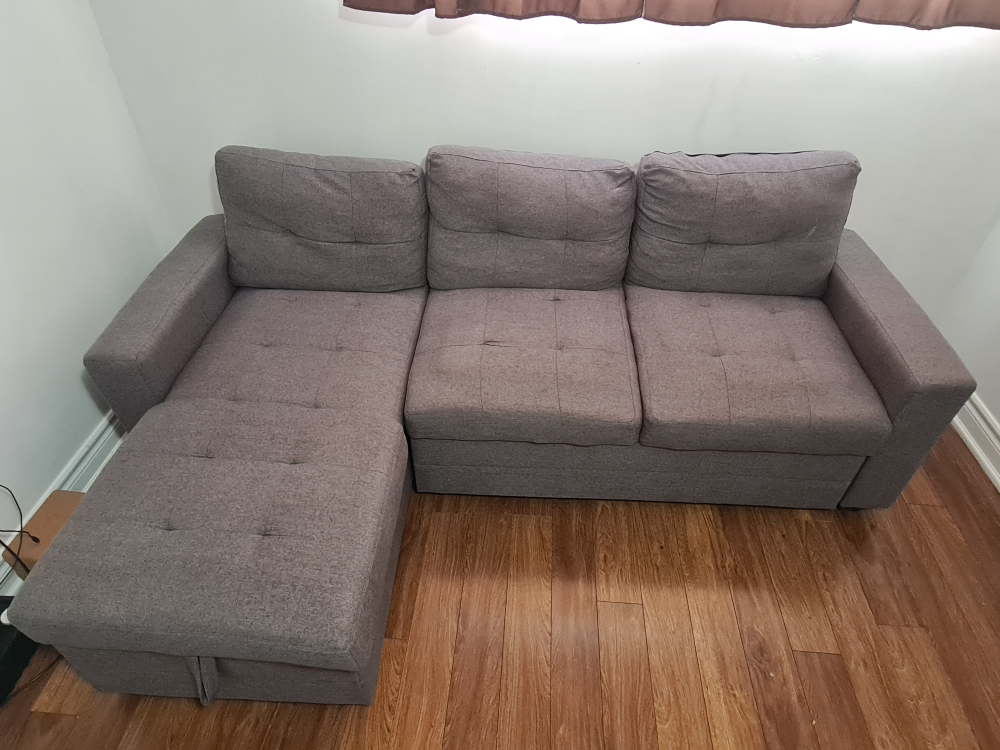 Grey Sectional Sofa with Storage Ottoman