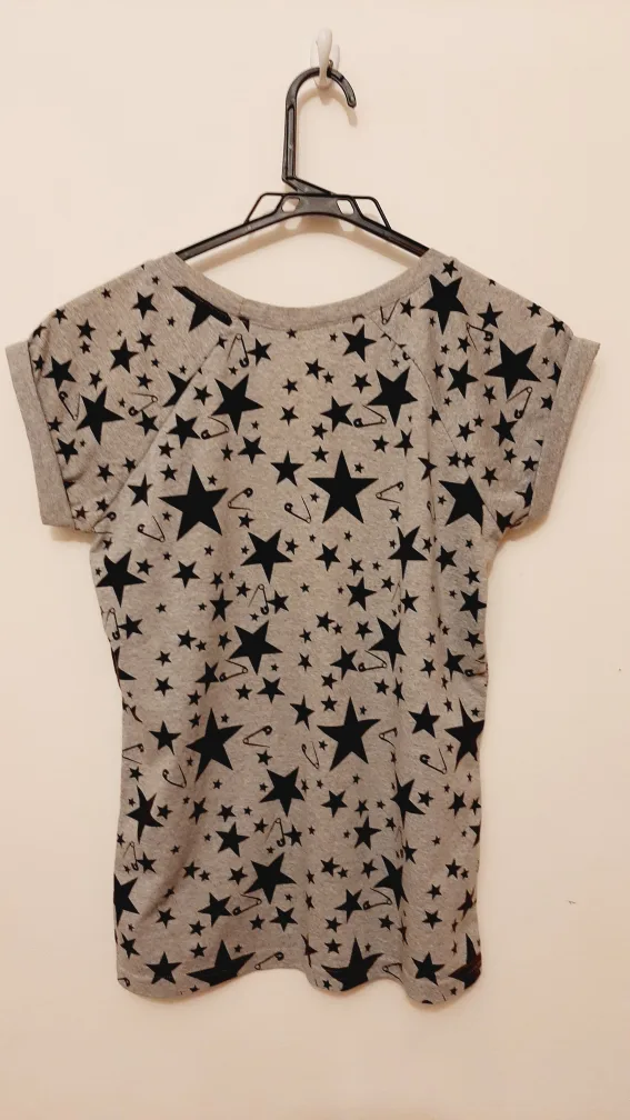 Grey Star Print T-Shirt - Size Standard image indicator(4)