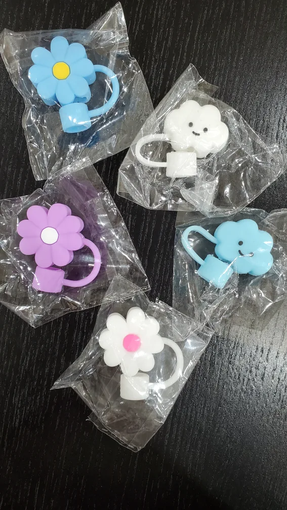Cute Silicone Straw Toppers - Flowers & Clouds image indicator(2)