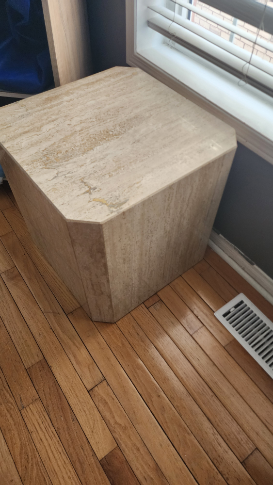 Travertine Stone Side Table - photo 2