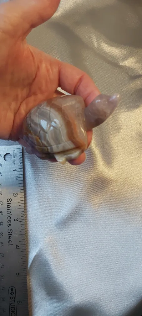 Crazy Agate Turtle with a touch of Amethyst thumbnail