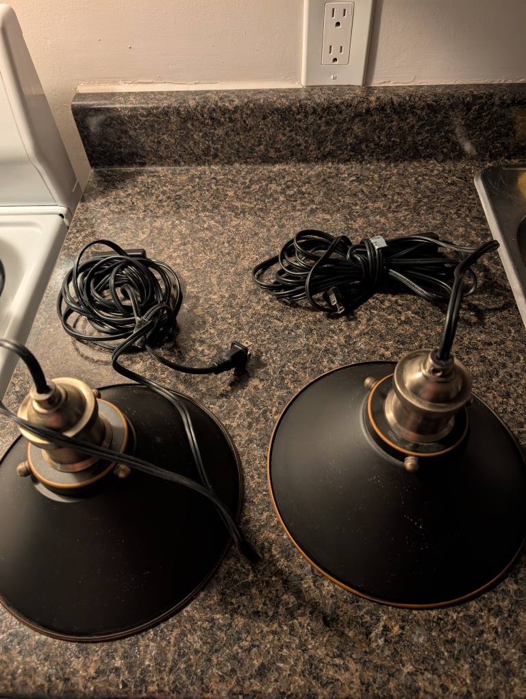 2 hanging pendant lights