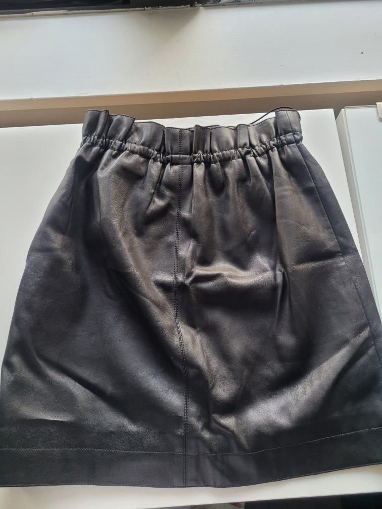 Black Faux Leather Mini Skirt with Elastic Waist - photo 2