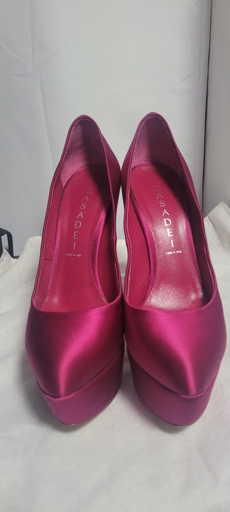 CASADEI Pink Satin Platform Heels - photo 3