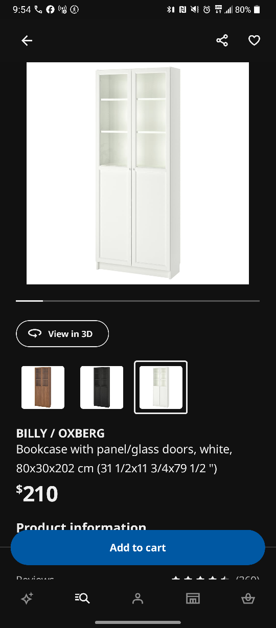 IKEA BILLY/OXBERG Bookcase - White