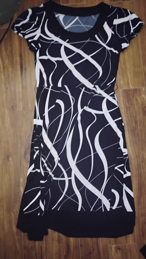 Black and White Abstract Print Summer Dress