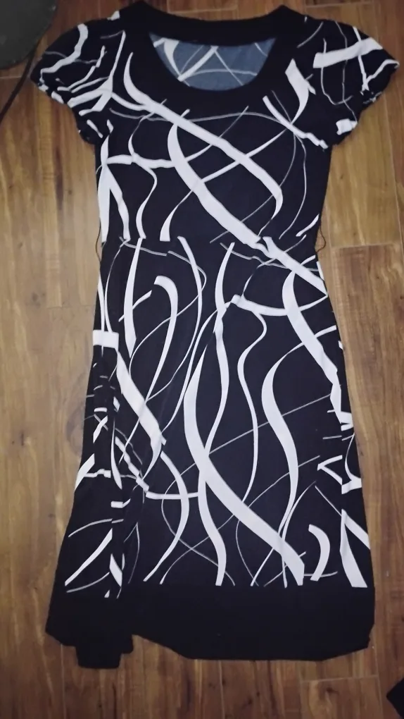Black and White Abstract Print Summer Dress thumbnail