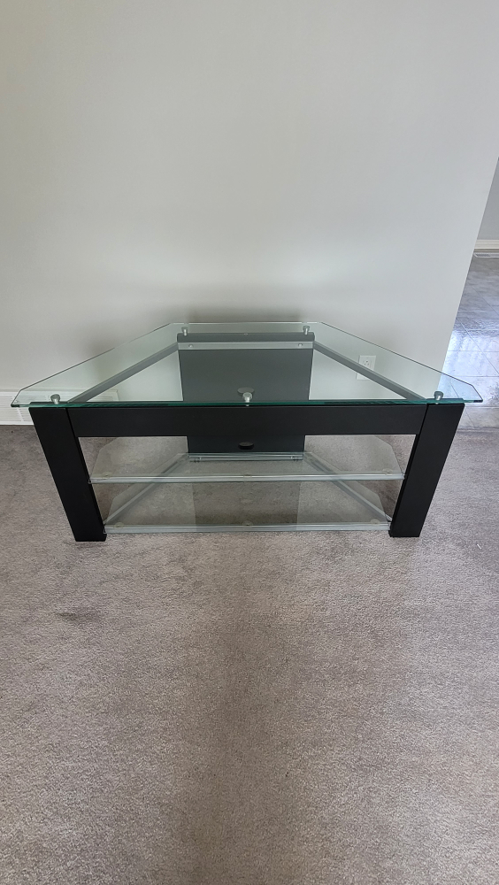 Corner TV Stand with Glass Shelves