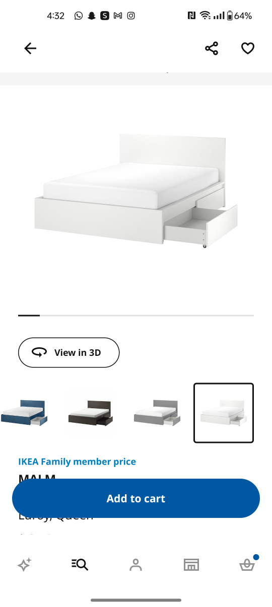 IKEA MALM Queen Bed Frame with Storage