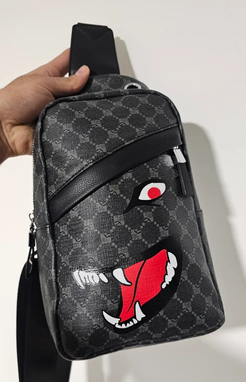 Unique Black Sling Bag with Graphic Design image indicator(3)