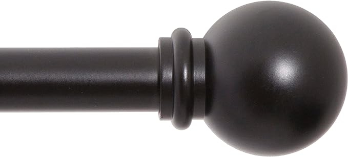 48-86" Adjustable Black Finish Curtain Rod with hinges