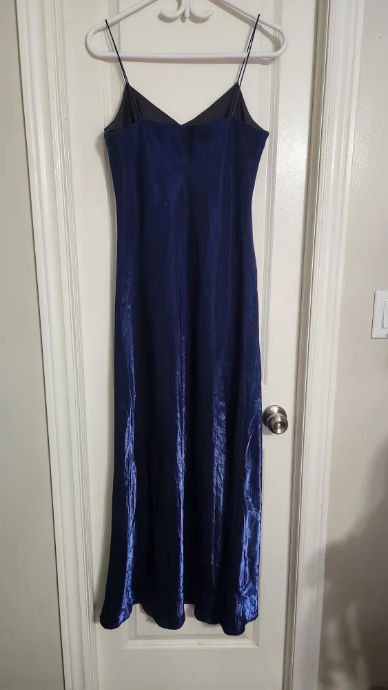 Navy Blue Satin Maxi Dress image indicator(3)