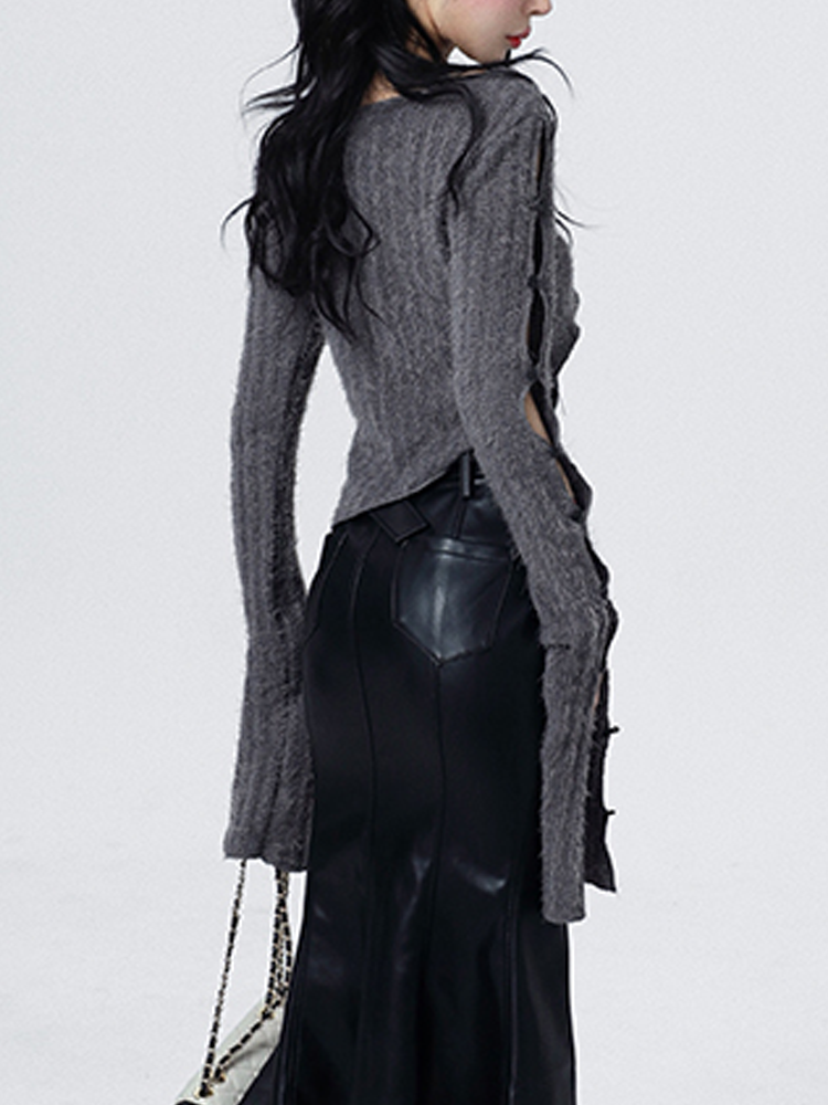 Sexy Chic Unique Asymmetrical Knit Sweater - photo 2