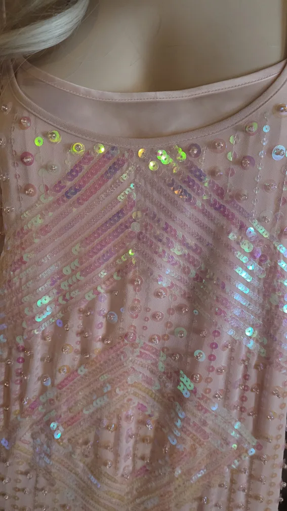 BEBE Blush Pink Sequin Mini Dress Size M/M thumbnail