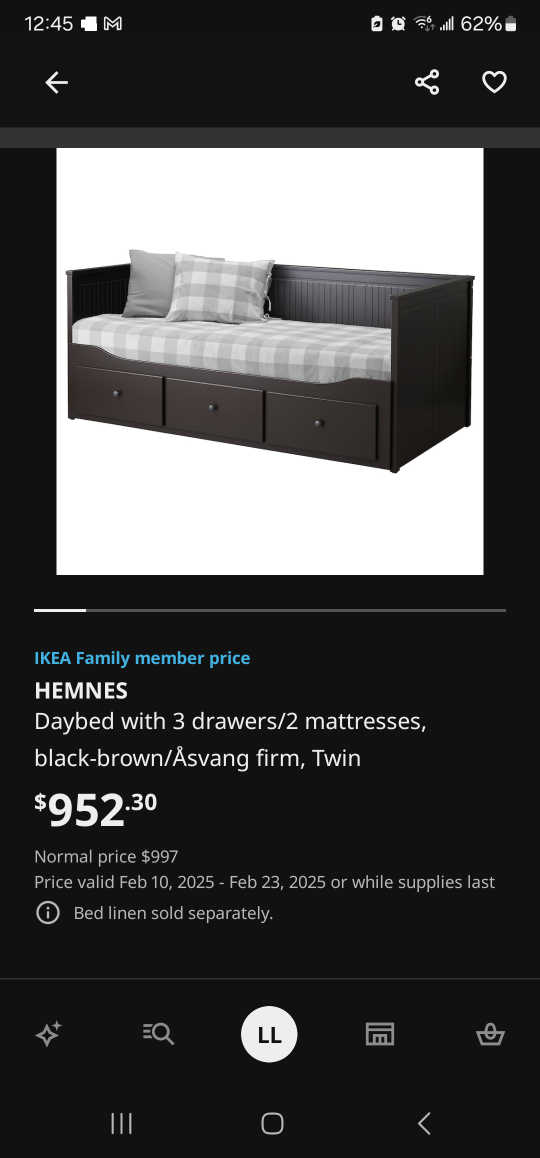 IKEA HEMNES Daybed - Twin, Black-Brown