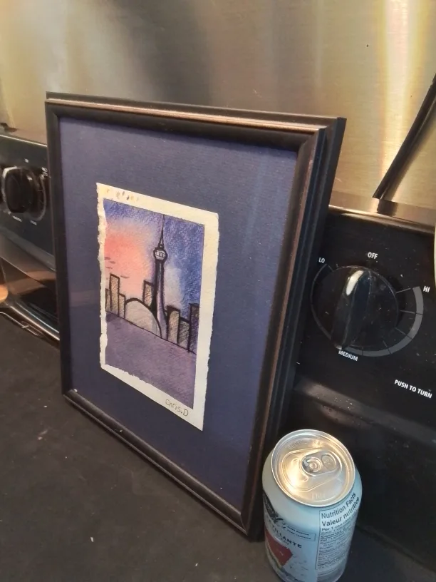 Framed Toronto Skyline Watercolor Painting Signed image indicator(4)