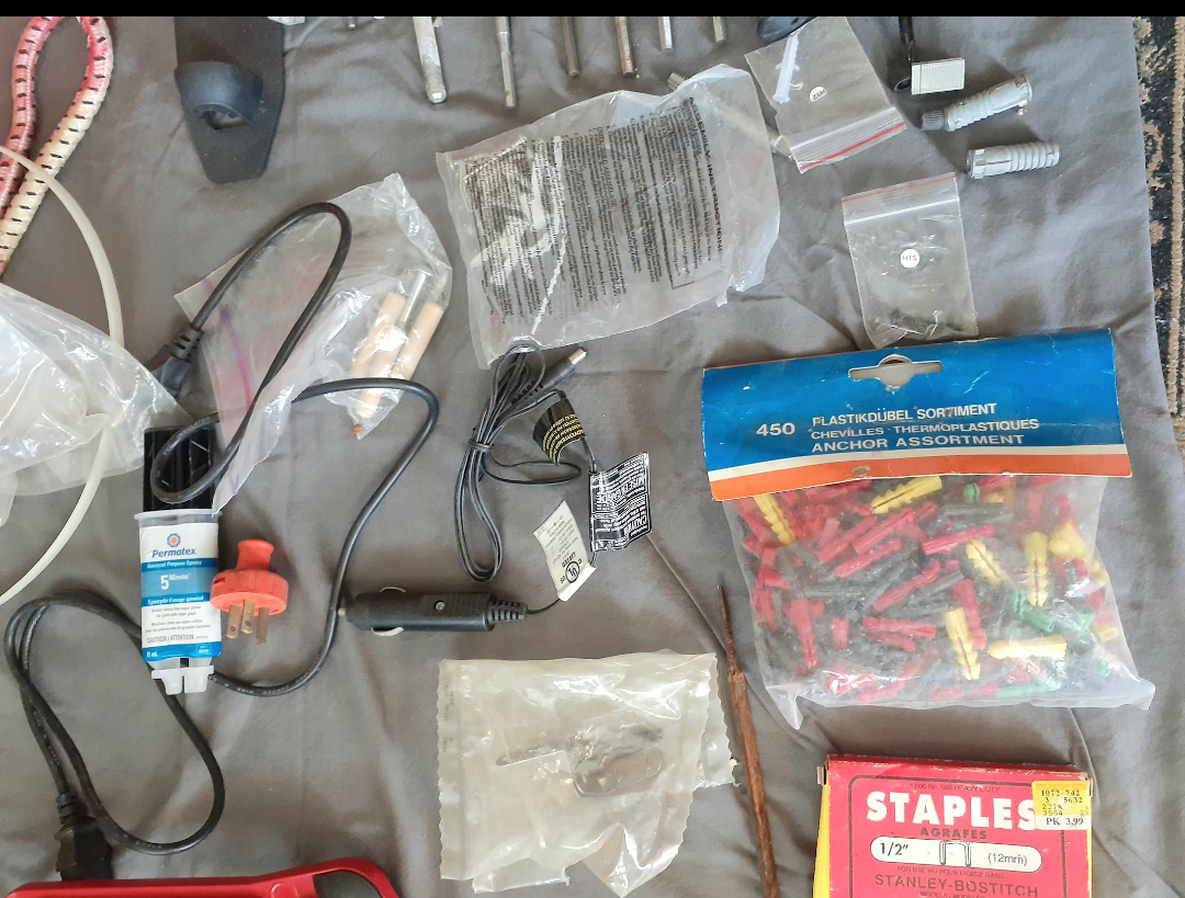Assorted Tools and Hardware in Red Metal Toolbox - photo 4