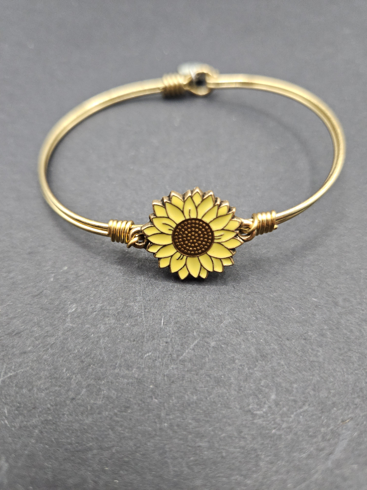 Gold Sunflower Wire Wrapped Bracelet - photo 2
