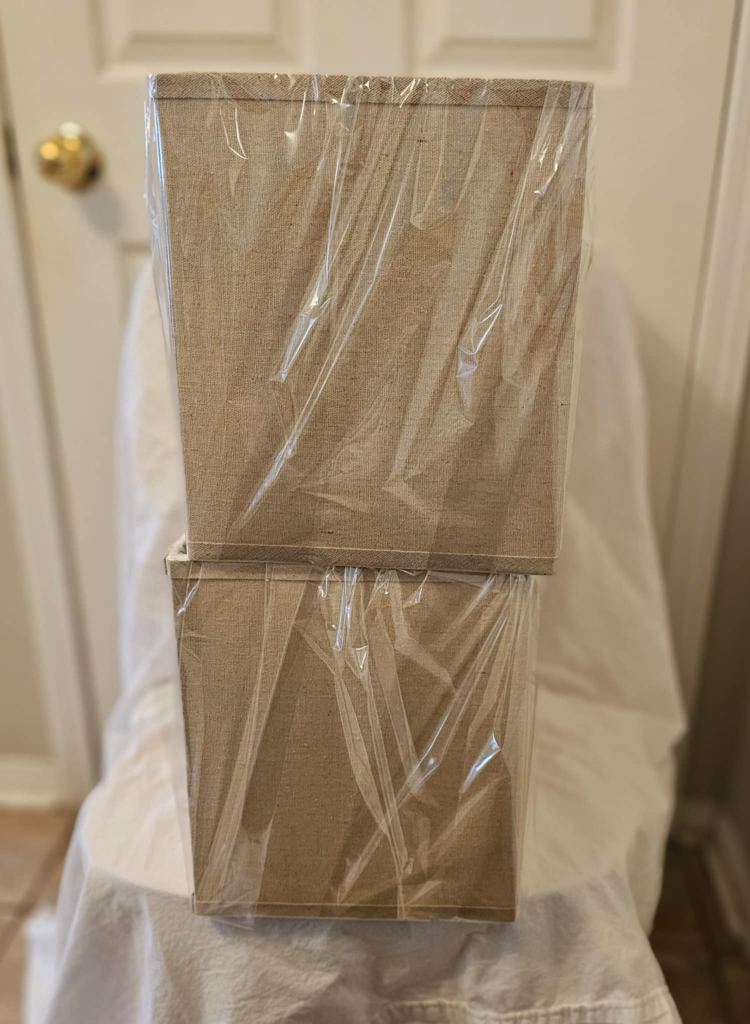 2 Beige Rectangle Lamp Shades - photo 2