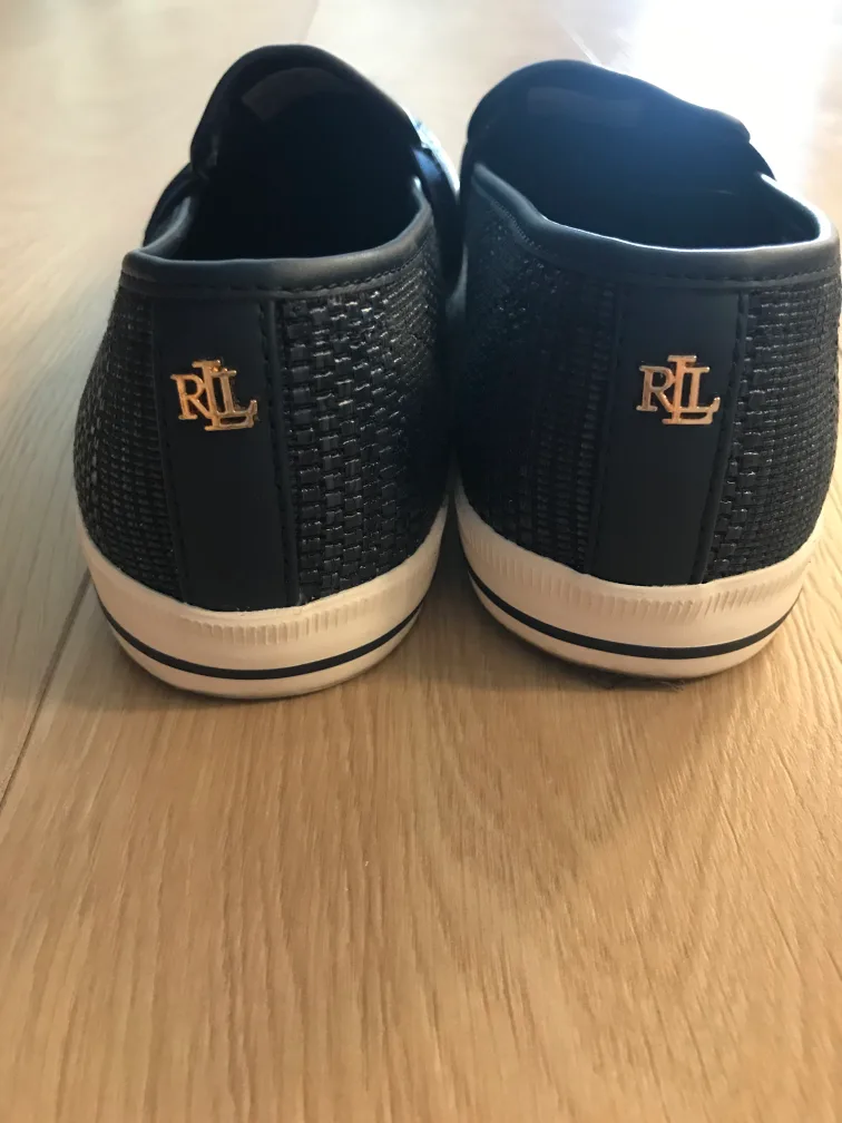 Brand new Ralph Lauren women's woven slip-on shoes in navy image indicator(4)