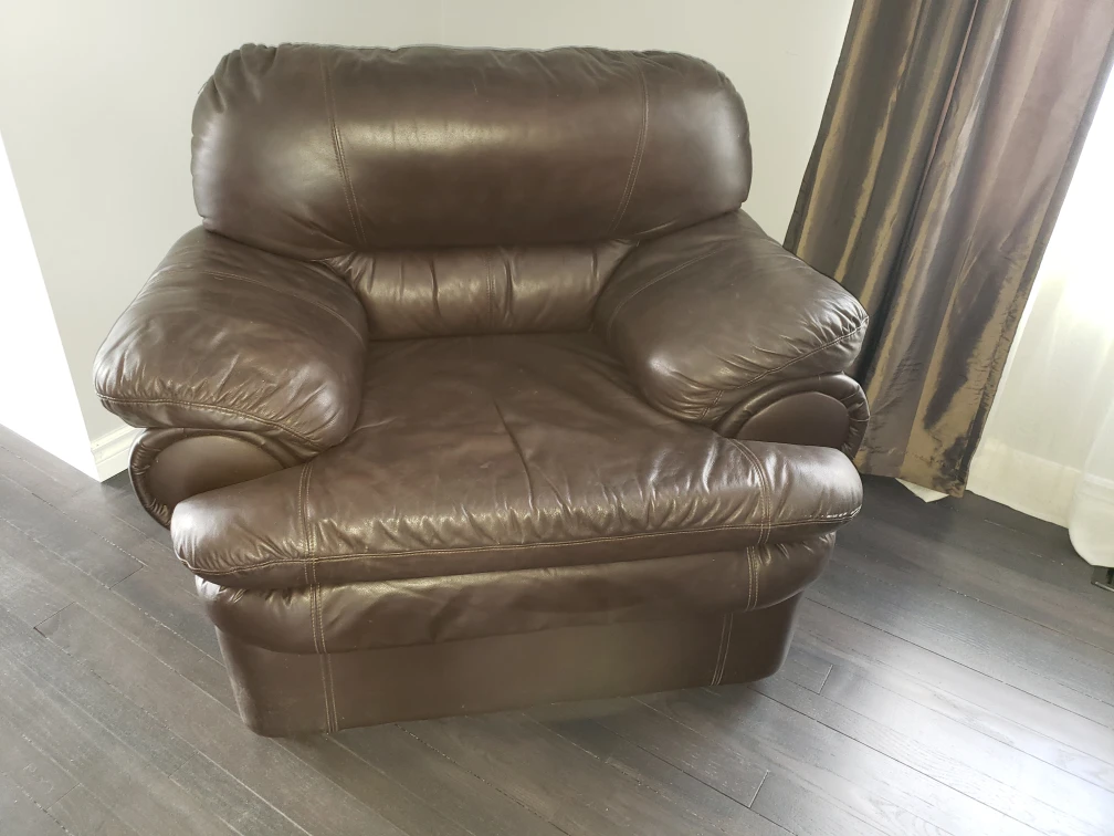 Brown Leather Sofa Set - Loveseat, Sofa, and Chair - photo 4