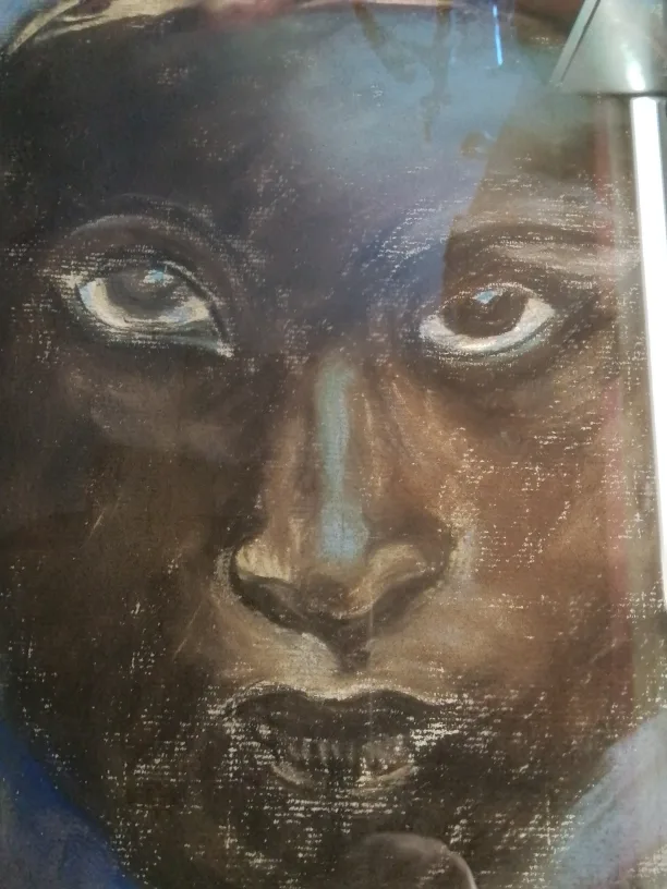 Framed Lady With Poignant Gaze Pastel Painting 18" image indicator(2)