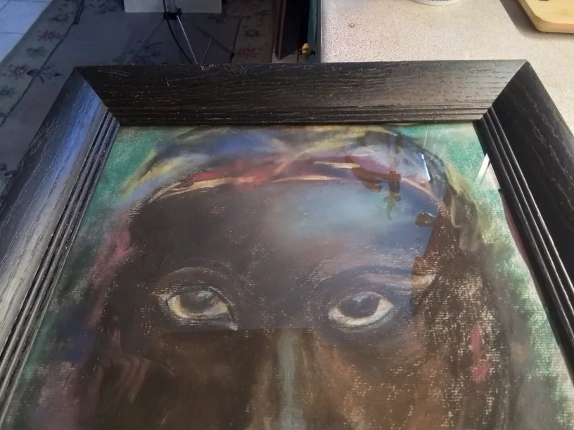 Framed Lady With Poignant Gaze Pastel Painting 18" image indicator(3)