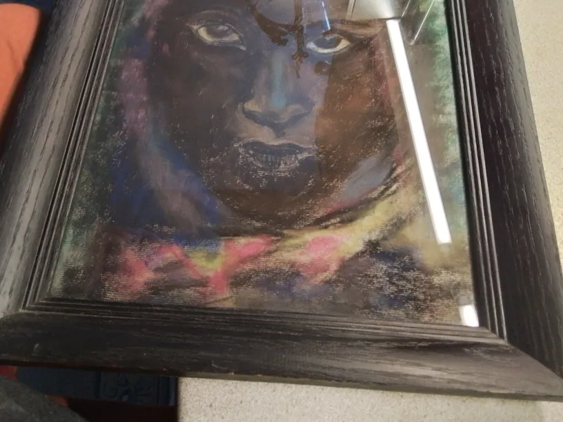 Framed Lady With Poignant Gaze Pastel Painting 18" image indicator(4)