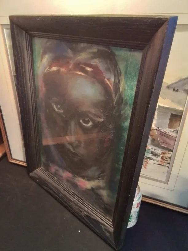 Framed Lady With Poignant Gaze Pastel Painting 18" image indicator(6)