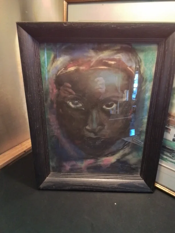 Framed Lady With Poignant Gaze Pastel Painting 18" image indicator(7)