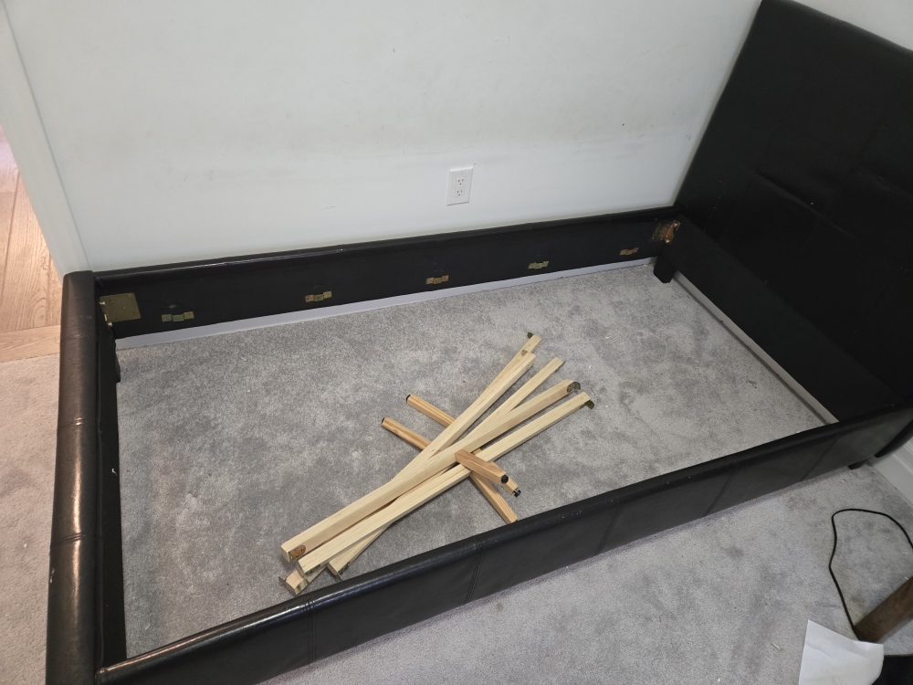 Black Leather Twin Bed Frame - photo 2