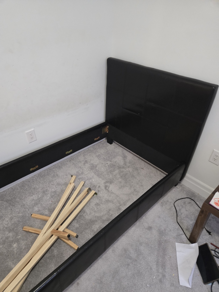 Black Leather Twin Bed Frame - photo 3